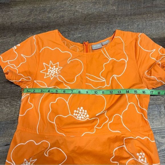 Eshakti Dress Orange Navy Blue Floral Print Custom Fit And Flare Midi Small? - Picture 4 of 8